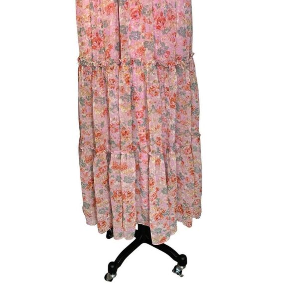 ASTR The Label Jaidee Pink Floral Tiered Halter Maxi Dress | S - Picture 10 of 10